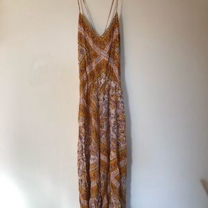 Beautiful mustard yellow floral pant romper